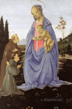 フィリッピーノ・リッピ Painting - 1480年以前の聖母とパドヴァの聖アントニオと修道士 クリスチャン・フィリッピーノ・リッピ